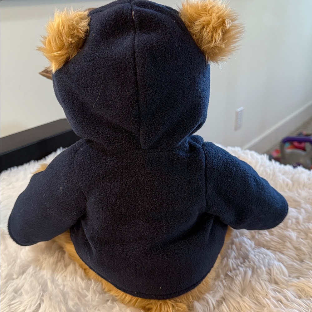 Fao Schwarz 2009 Plush Teddy Bear w/ Blue Jacket Stuffed Animal Sits 14" Tall - Picture 4 of 6